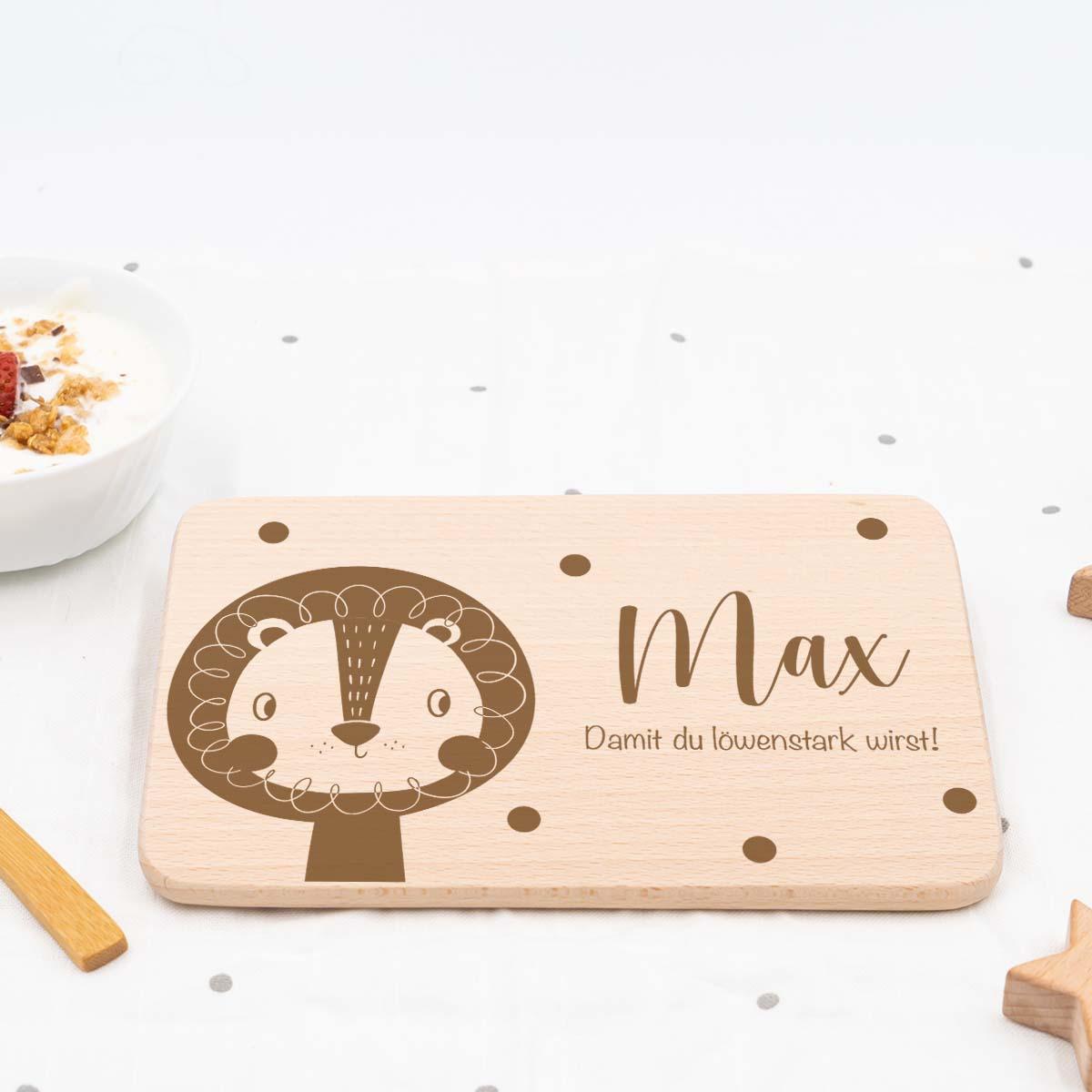 personalized lion breakfast board with custom name