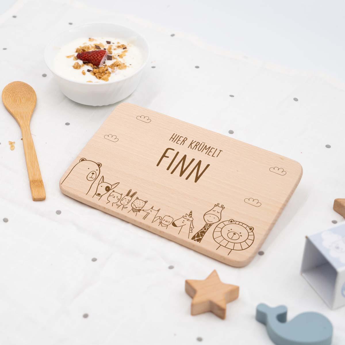 high-quality personalized tierfamilie breakfast board