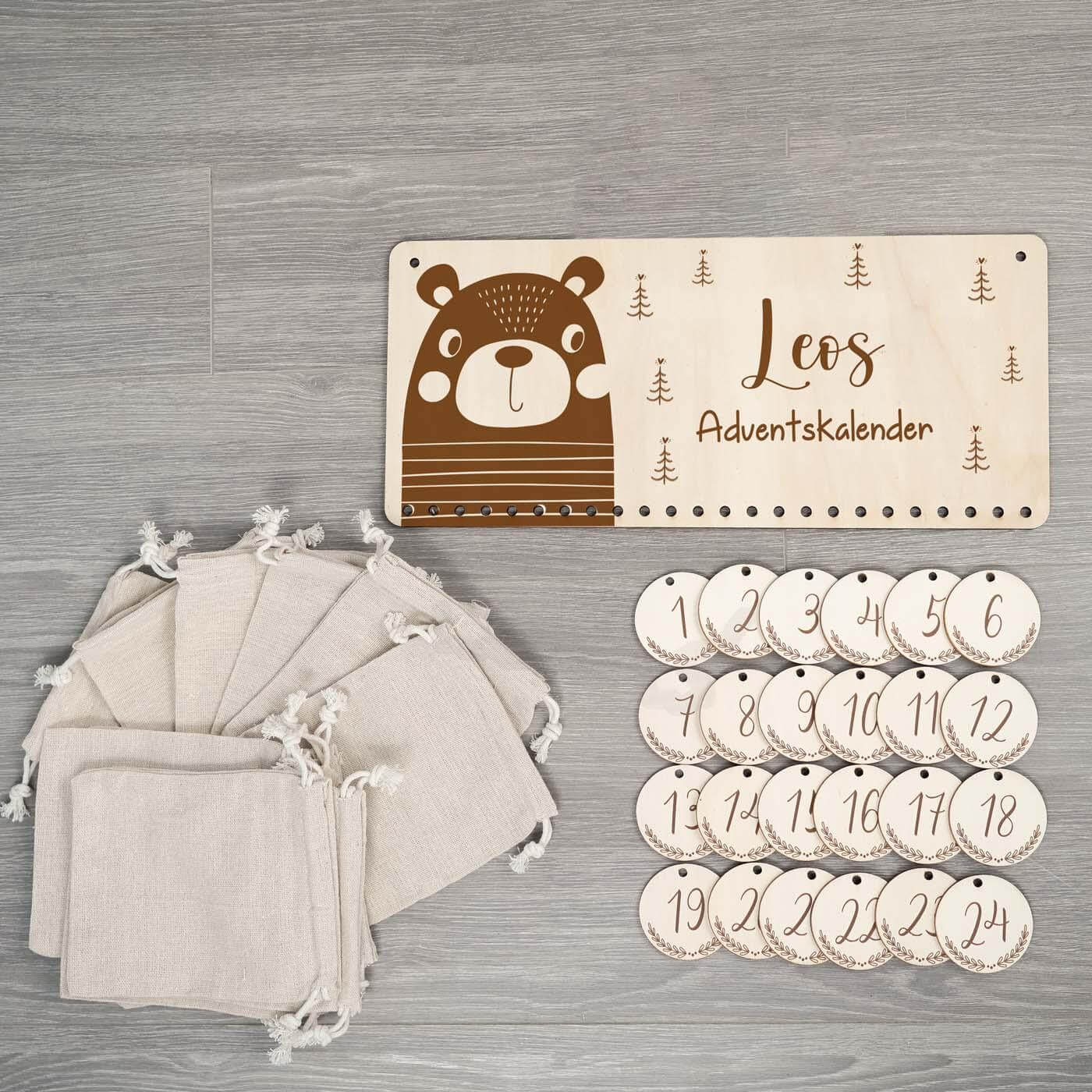 engraved bear advent calendar with custom name