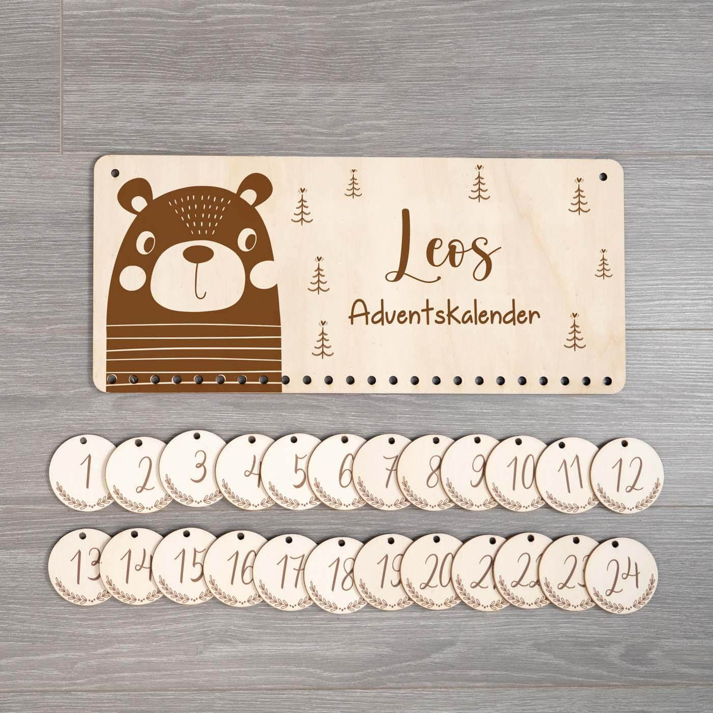 personalized advent calendar with bear engraving