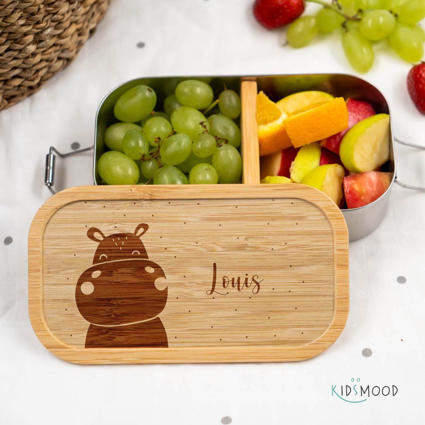 personalized lunchbox with hippopotamus design