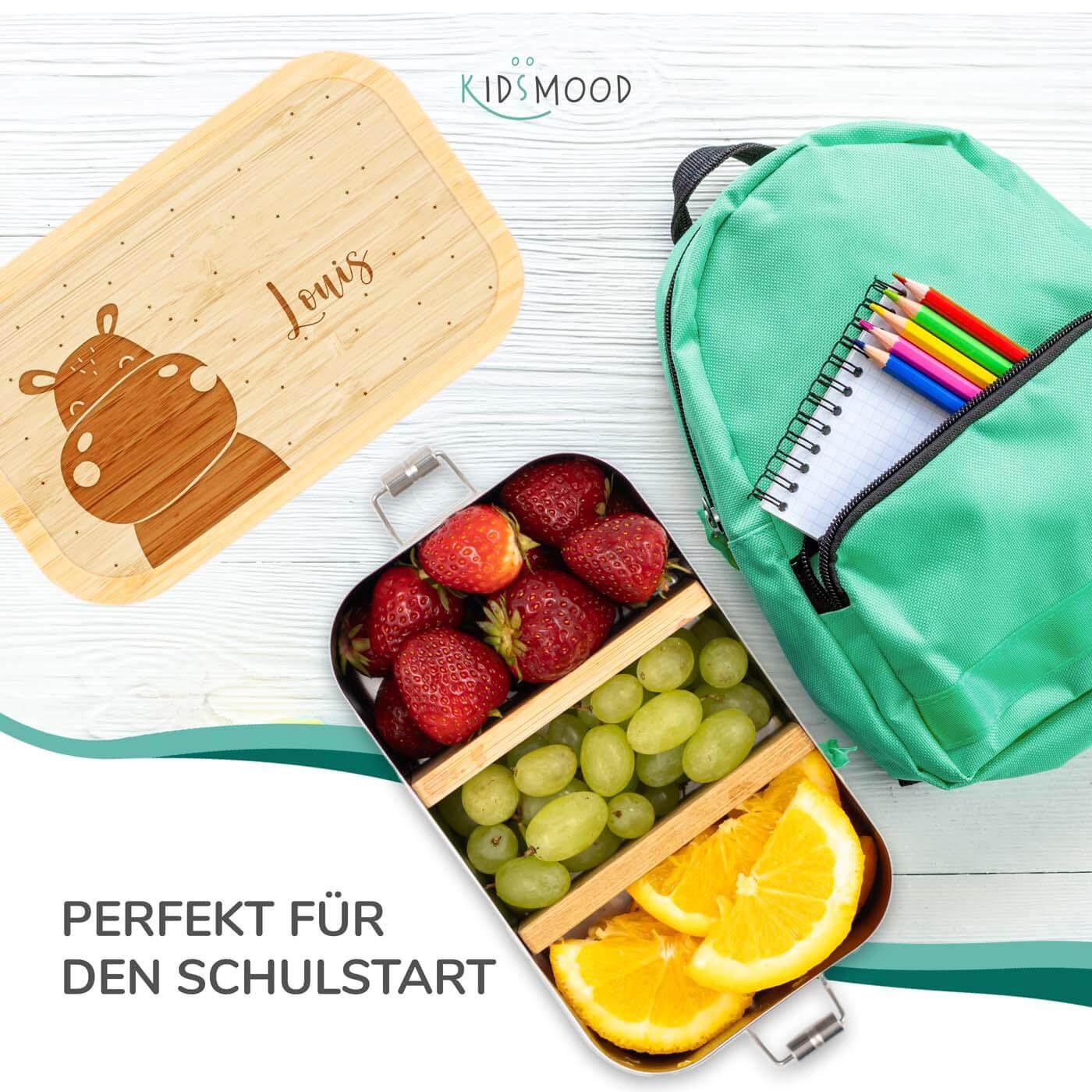 close-up of lunchbox with nilpferd motif