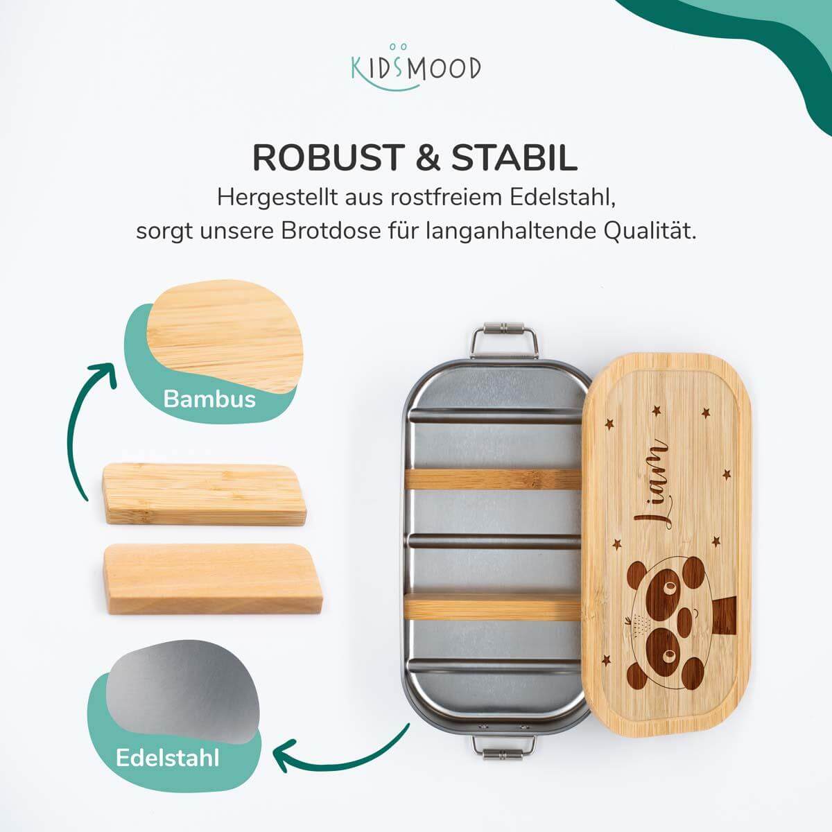 handcrafted lunchbox with panda engraving