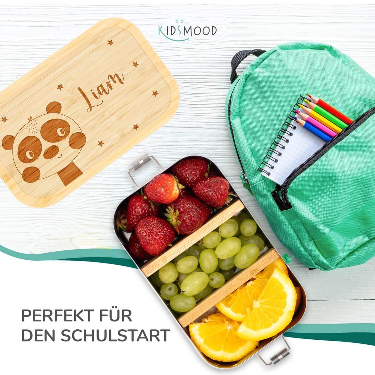 engraved lunchbox with panda and custom name