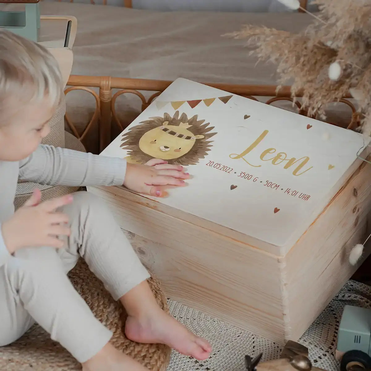 Erinnerungsbox Baby - Löwe Boho