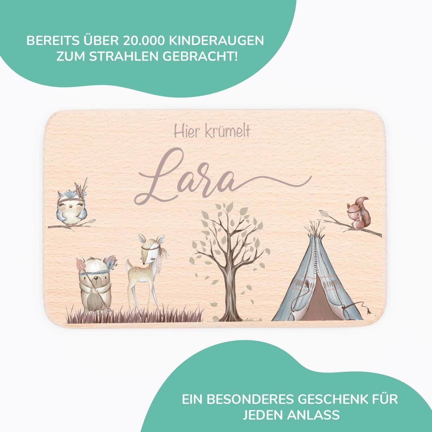personalisiertes geschenk frühstücksbrettchen mit woodland design