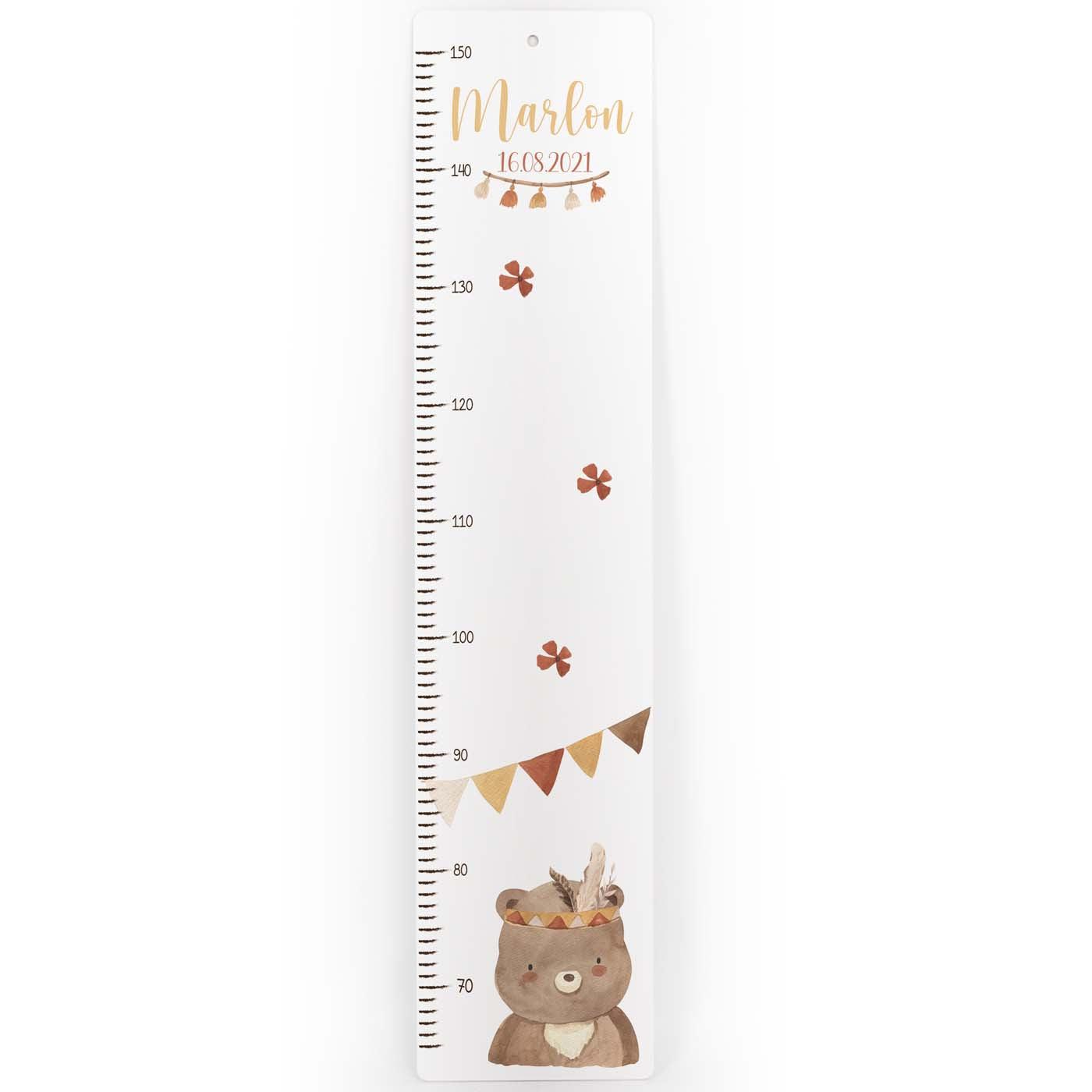 messlatte mit bär boho motiv und individuellem namen