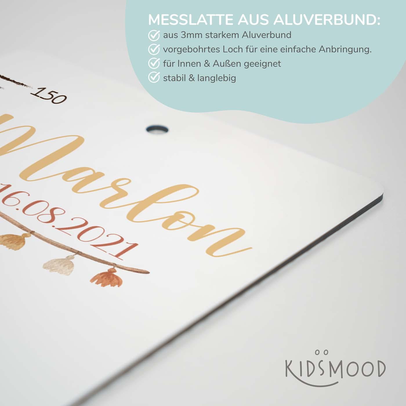 hochwertige messlatte mit bär und regenbogen aus aluverbund