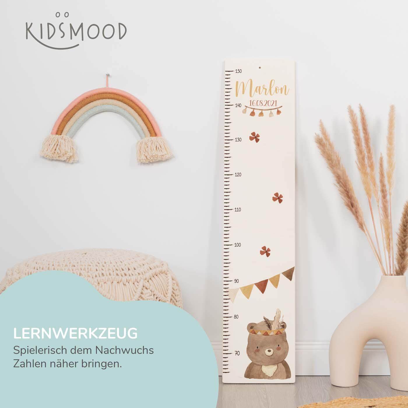 messlatte mit bär boho motiv für kinder