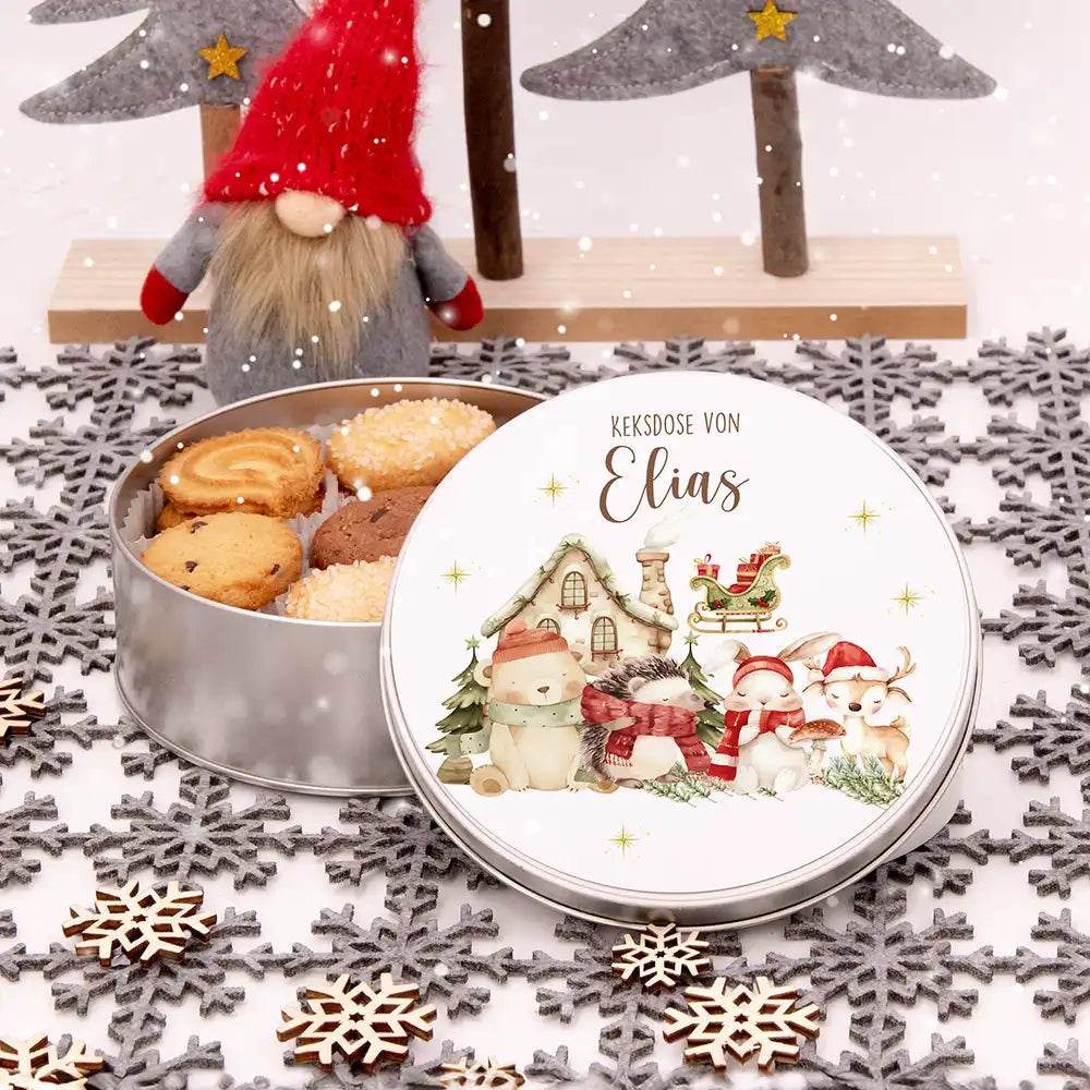 Keksdose aus Metal personalsiert - niedliche Waldtiere