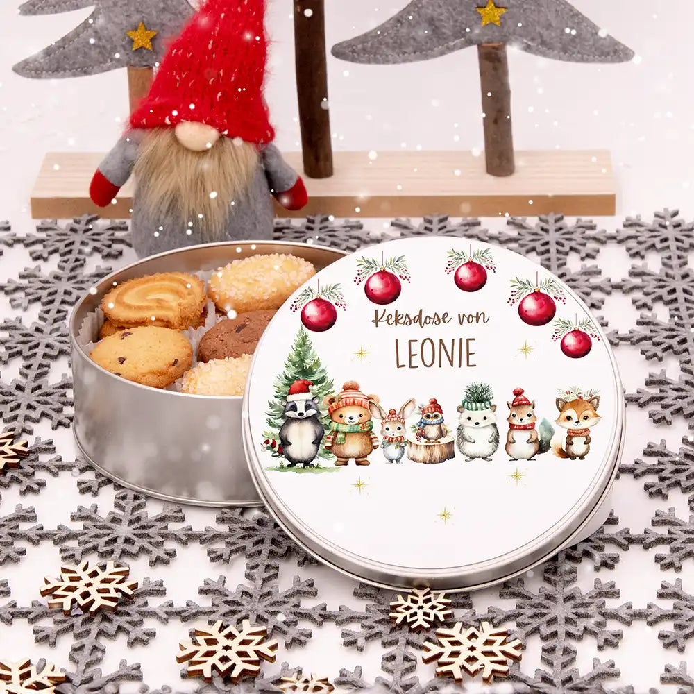 Keksdose aus Metal personalisiert - Schneeflöckchen