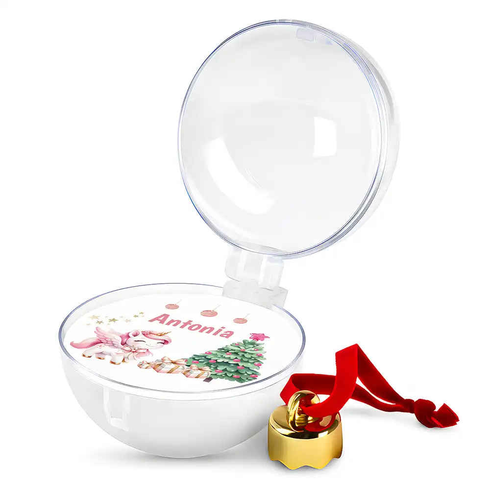 Weihnachtskugel personalisiert mit Namen - Einhorn