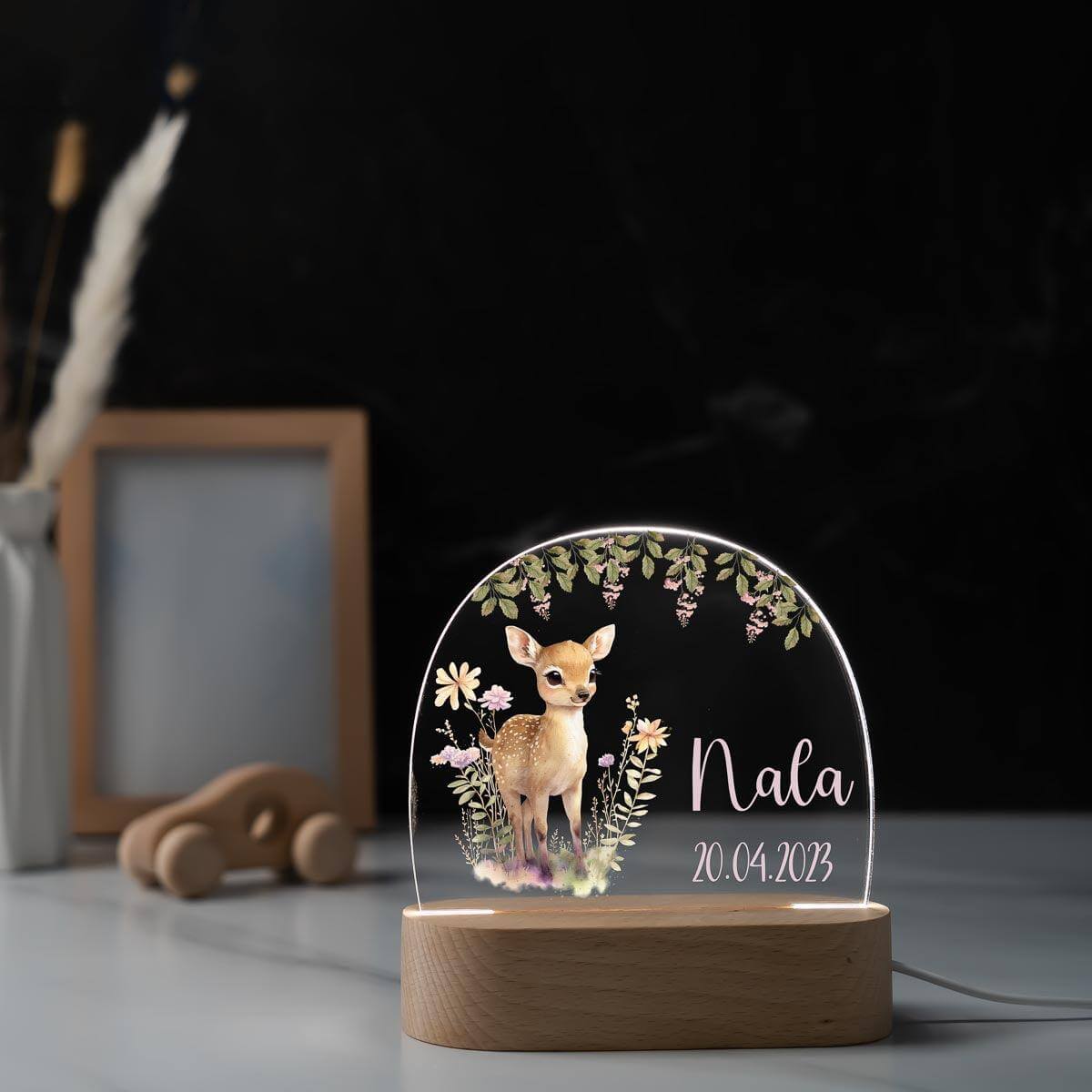 personalized night lamp with deer design