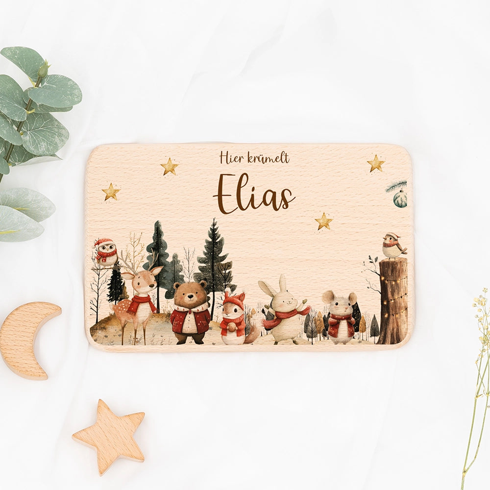 Frühstücksbrettchen Weihnachten im Winterwald - Geschenk Weihnachten