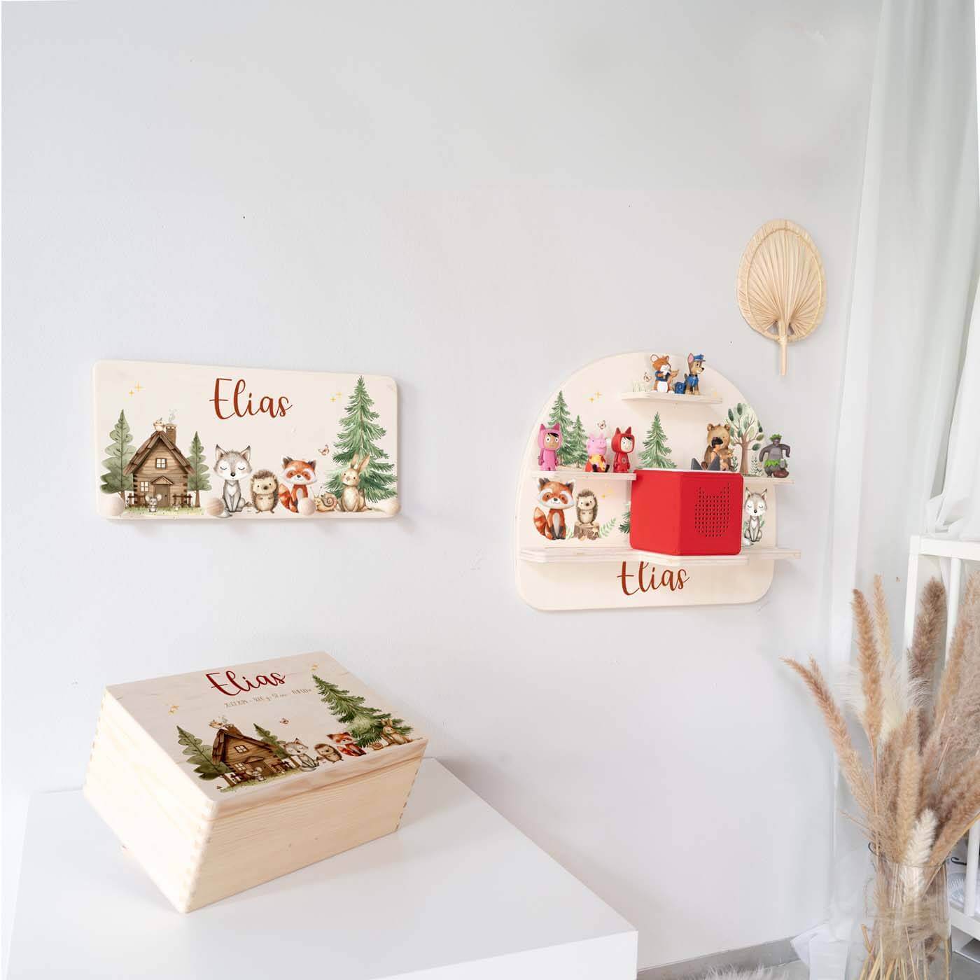 personalisiertes waldtier-bundle mit handgefertigtem tonieboxregal
