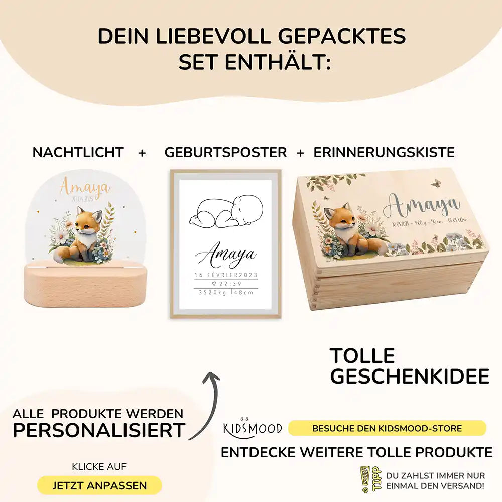 Geschenkset zur Geburt – Fuchs | Baby Geschenk
