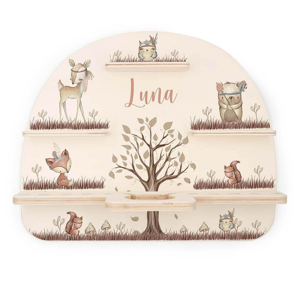 handgefertigtes woodland-bundle mit tonieregal und garderobe
