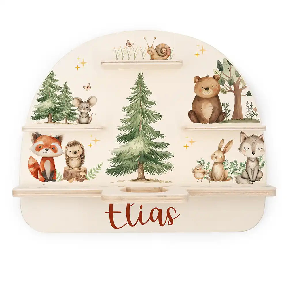 hochwertige waldtier-bundle holzkiste mit tiermotiven
