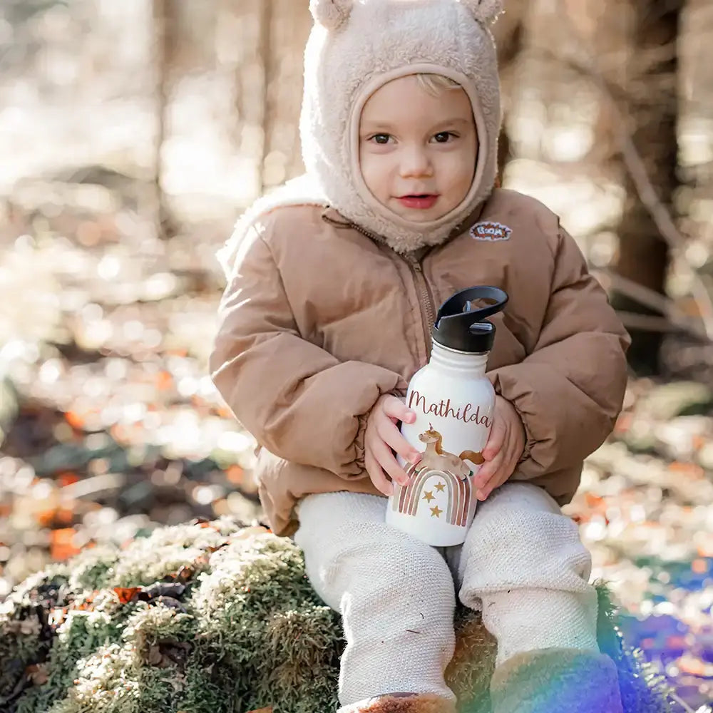 Trinkflasche Kinder Edelstahl - Regenbogen Einhorn
