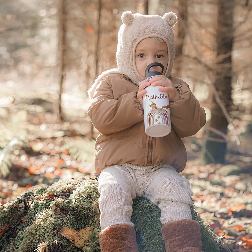 Trinkflasche Kinder Edelstahl - Regenbogen Einhorn