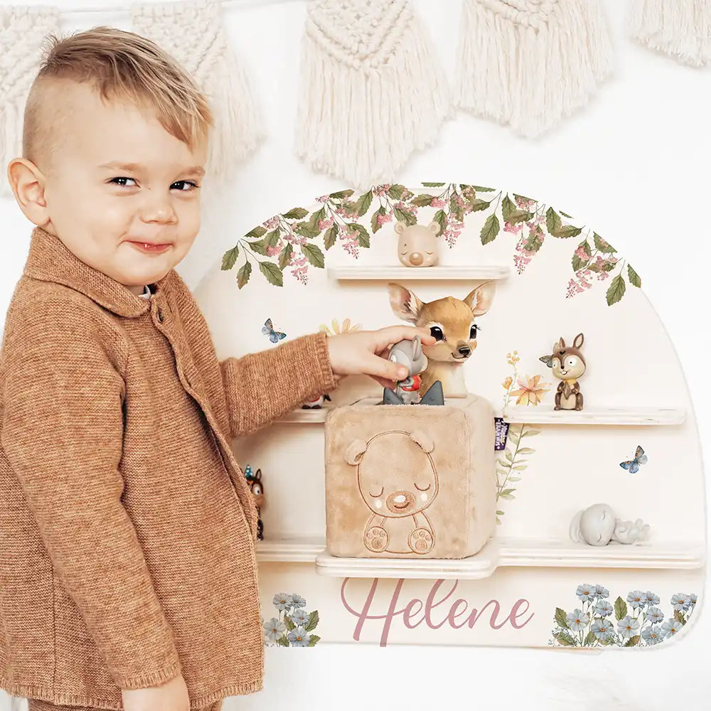 Tonie Regal aus Holz, Toniebox Regal personalisiert Reh im Wald