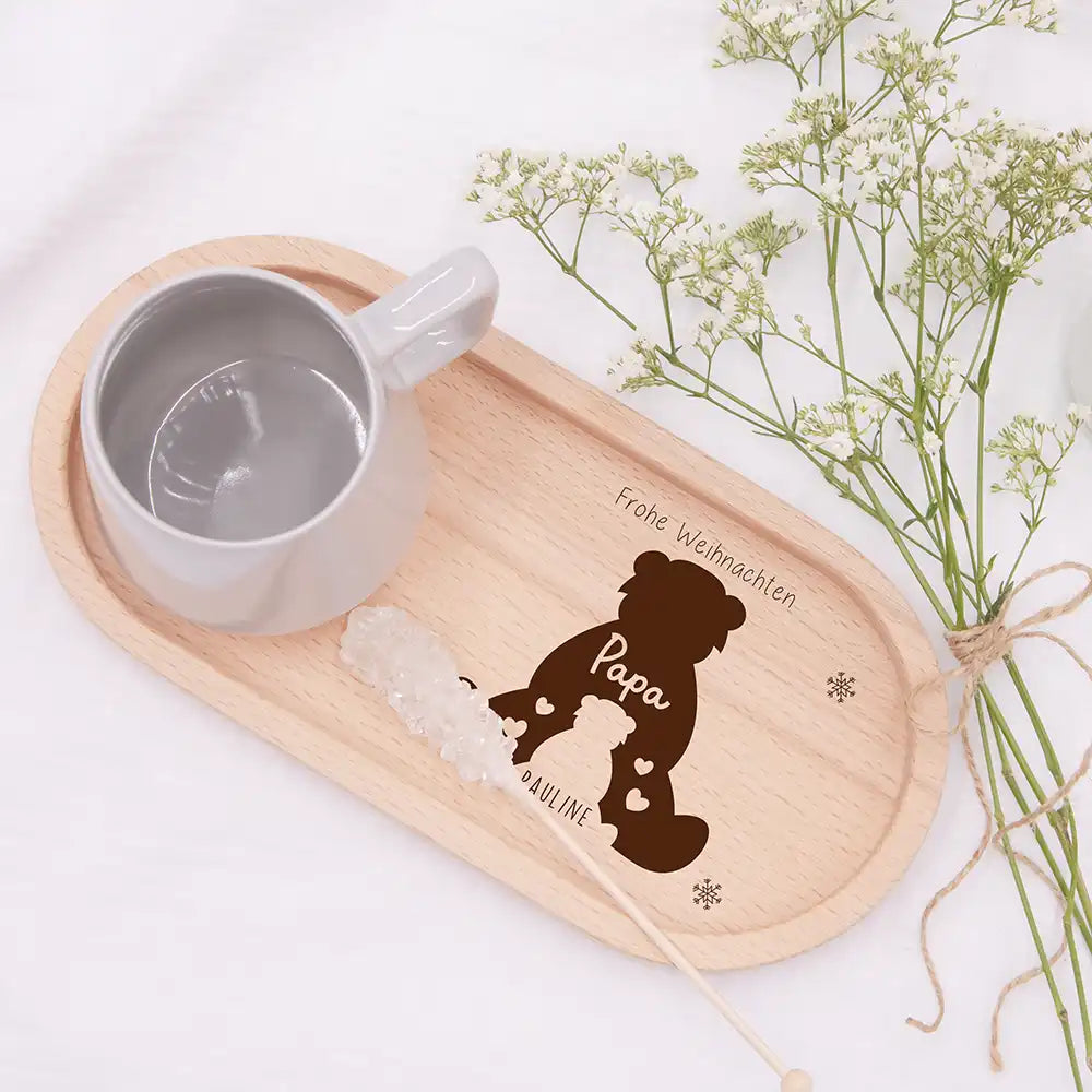 Holz-Serviertablett Papa-Weihnachtsgeschenk - Papa Bär