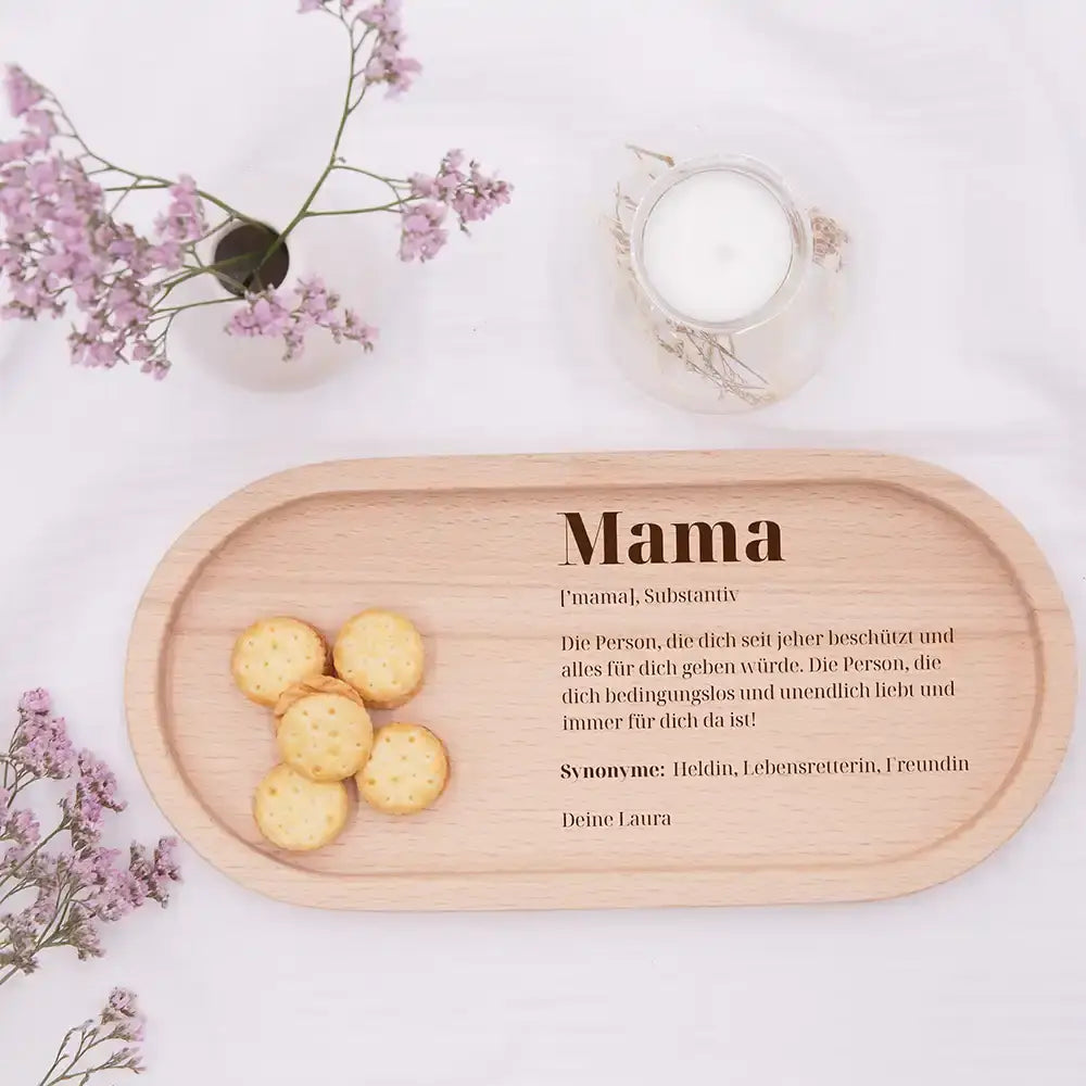 Personalisiertes Holz-Serviertablett "Danke Mama" | Muttertagsgeschenk