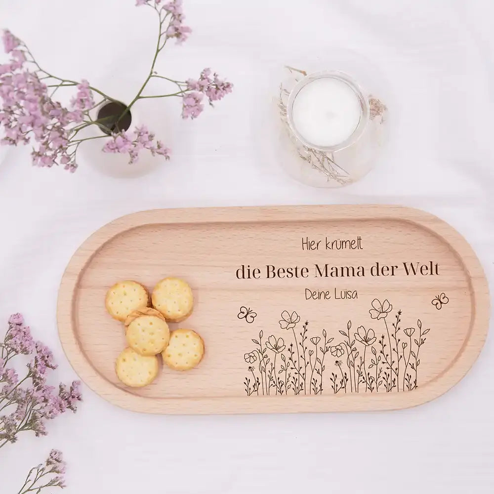 Personalisiertes Holz-Serviertablett "Danke Mama" | Muttertagsgeschenk