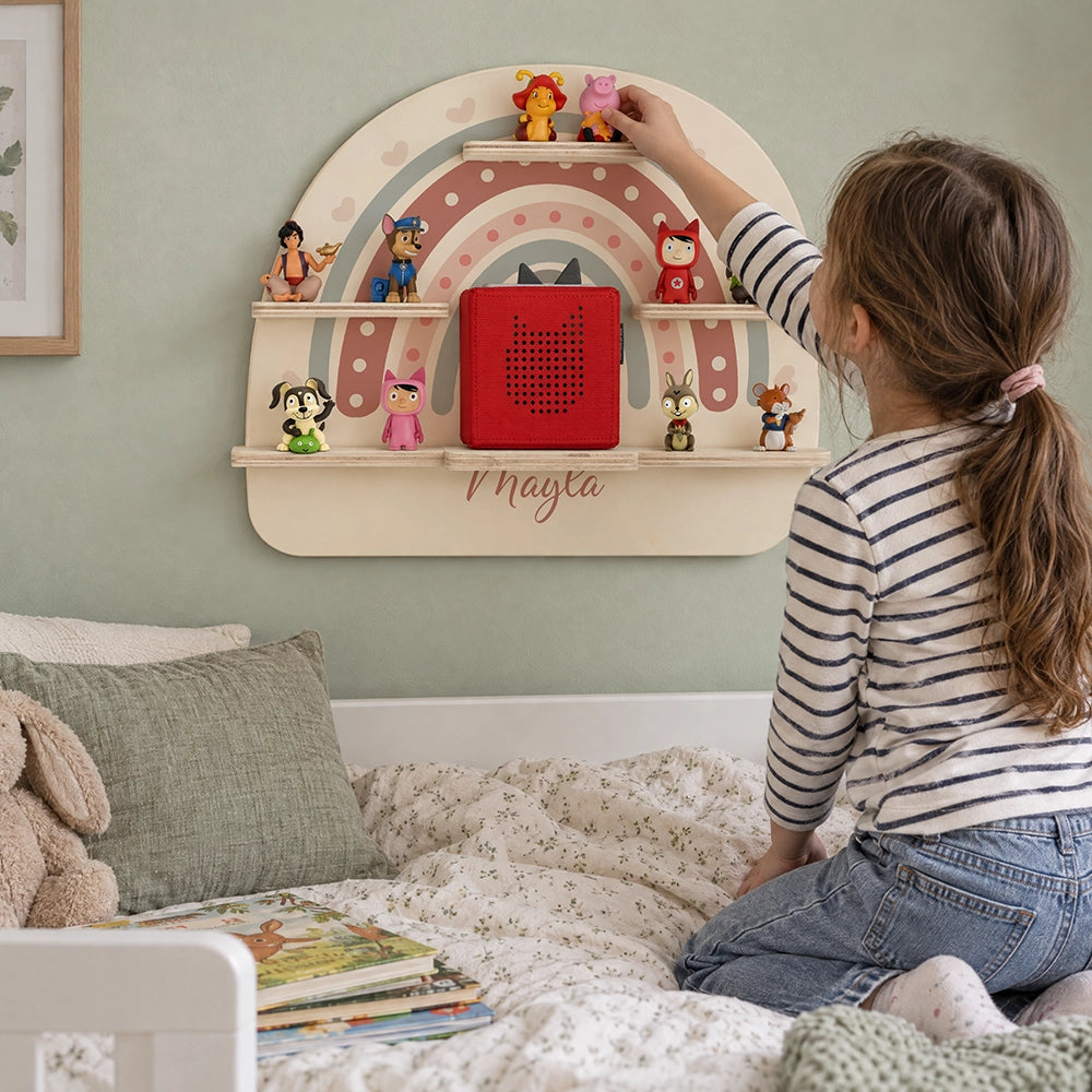 Tonie Regal aus Holz, Toniebox Regal personalisiert Regenbogen 5