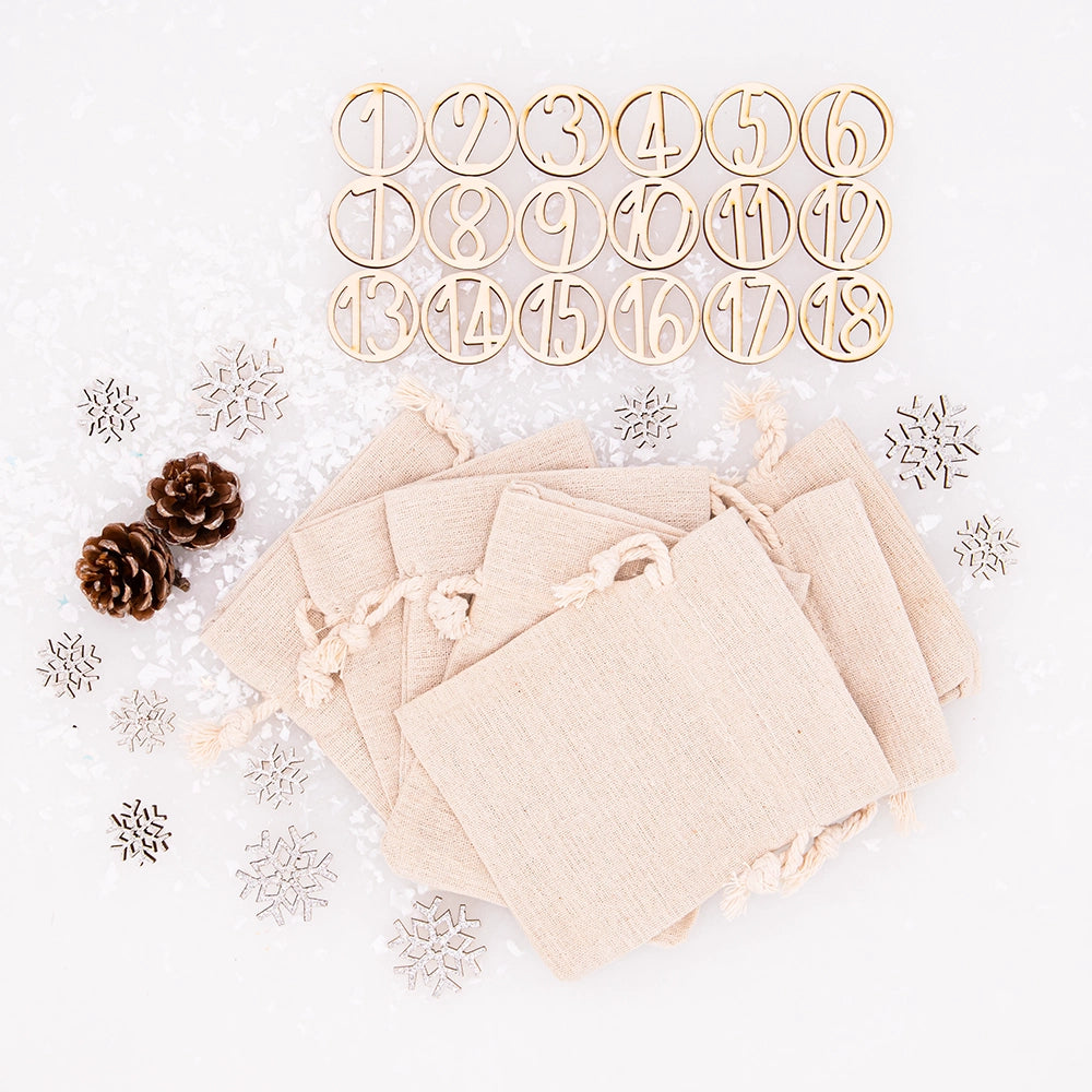 Personalisierter runder Adventskalender Kinder aus Holz  - Winterwald & seine Bewohner