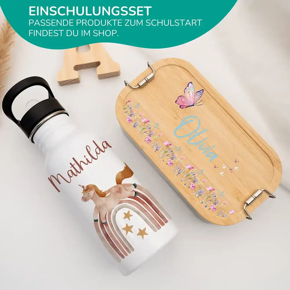 spülmaschinenfeste kinder trinkflasche mit regenbogen und einhorn