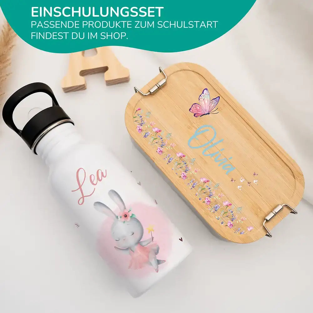 zauberhasen trinkflasche für kinder mit integriertem trinkhalm