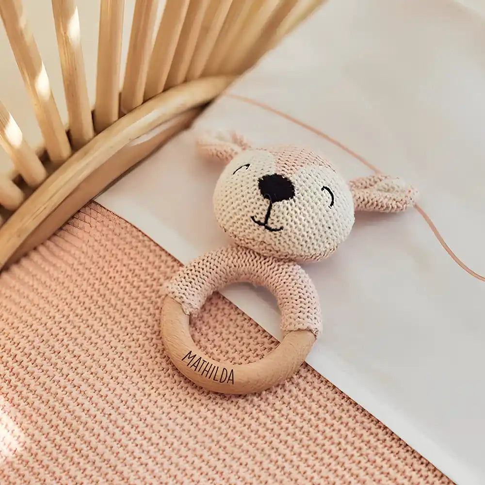 Baby Beißring mit Hirsch - Rosa/Blau Ø 7cm - Zahnen leicht gemacht