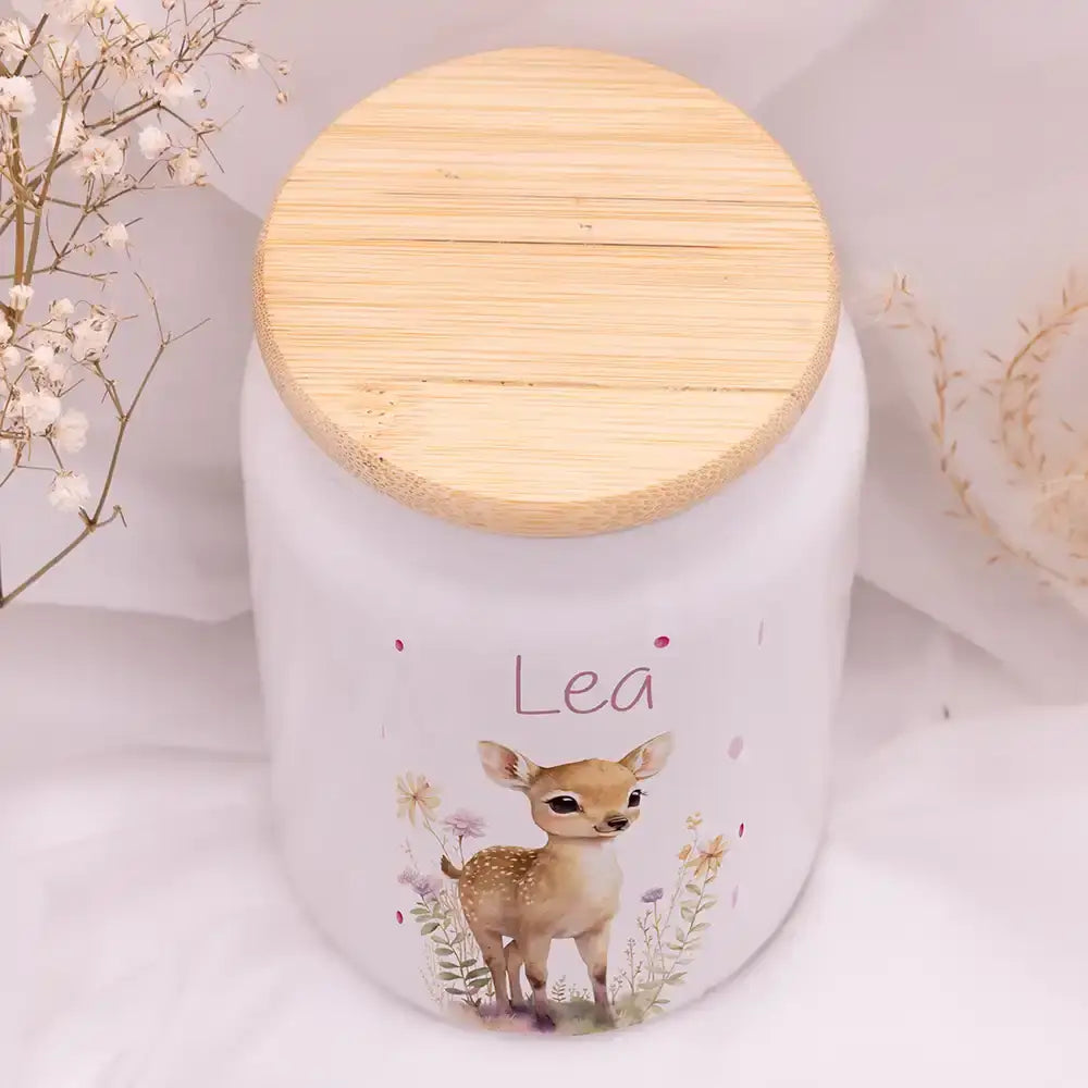 Personalisierbare Keksdose mit Name - Reh