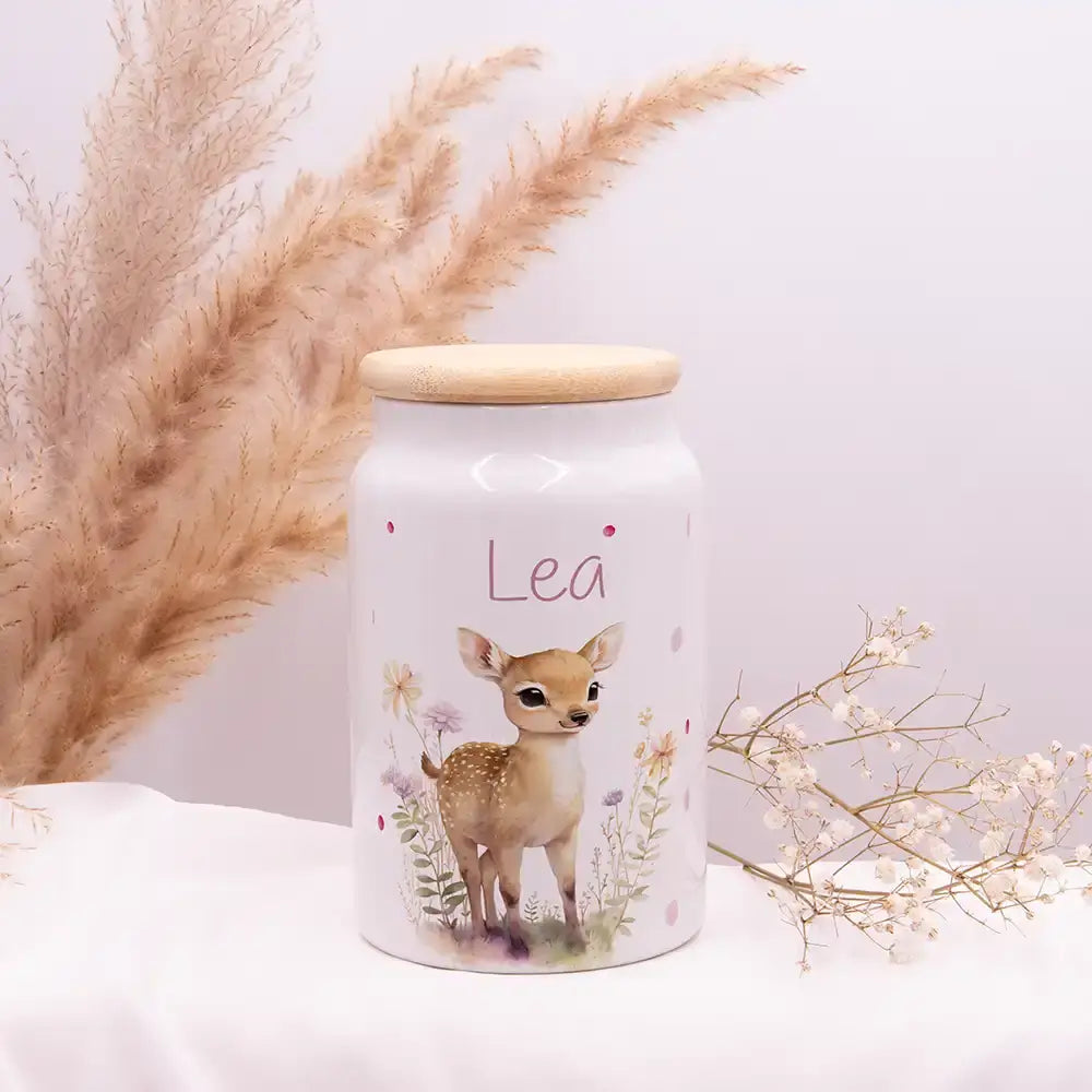 Personalisierbare Keksdose mit Name - Reh