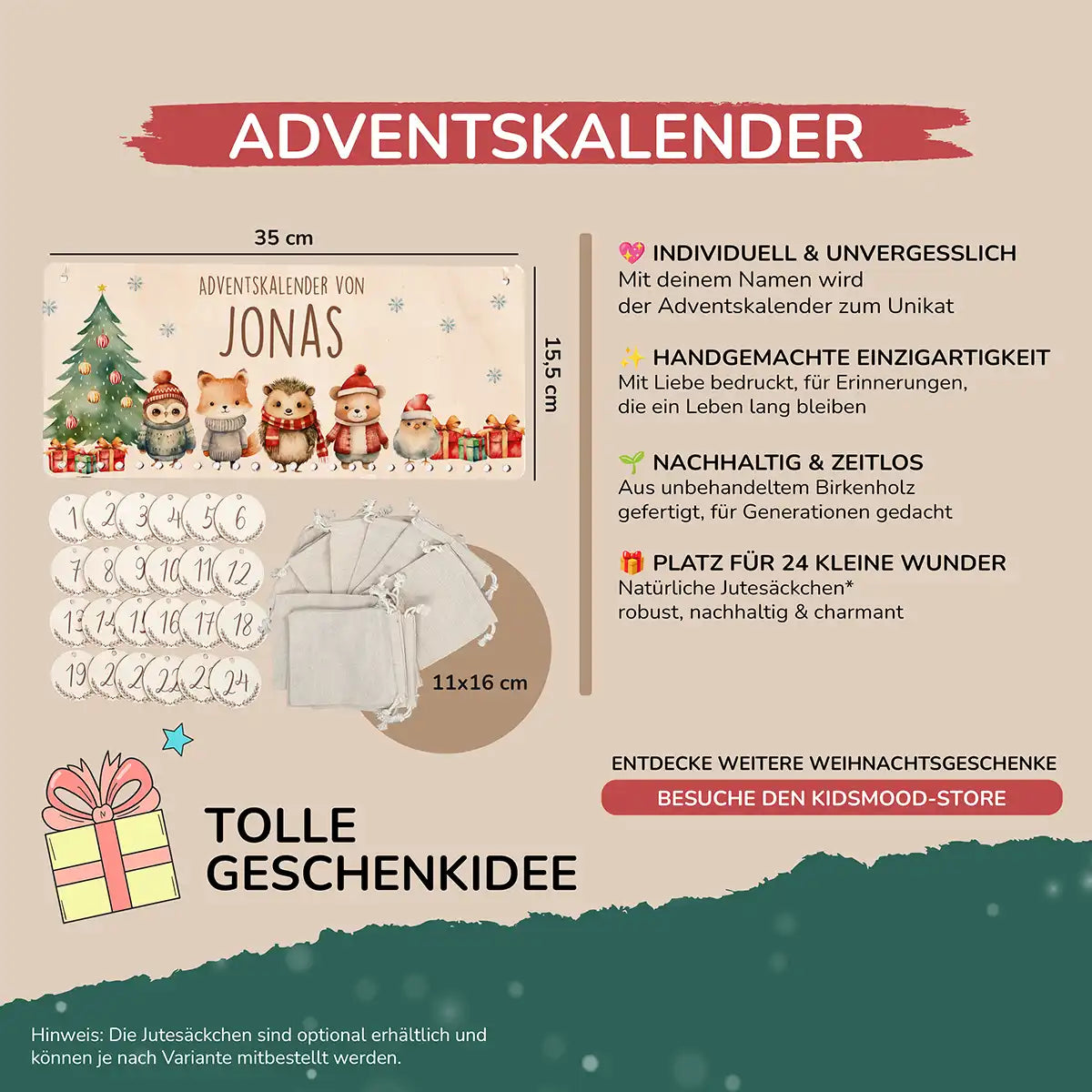Personalisierbarer Adventskalender farbig - Weihnachtsglück