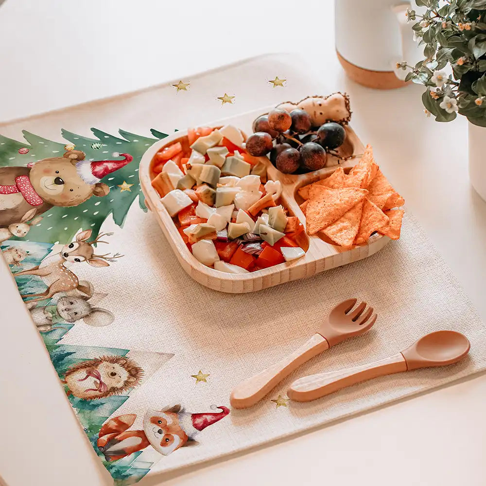 Tischset Kinder personalisiert Weihnachtsmotiv - Tierchen-Abenteuerland