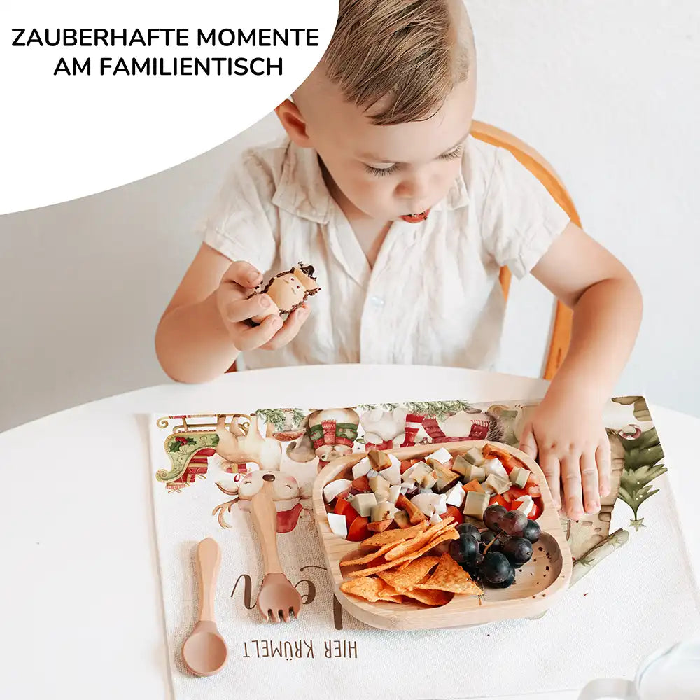 Tischset Kinder personalisiert mit Weihnachtsmotiv - Zauberhafte Tiere