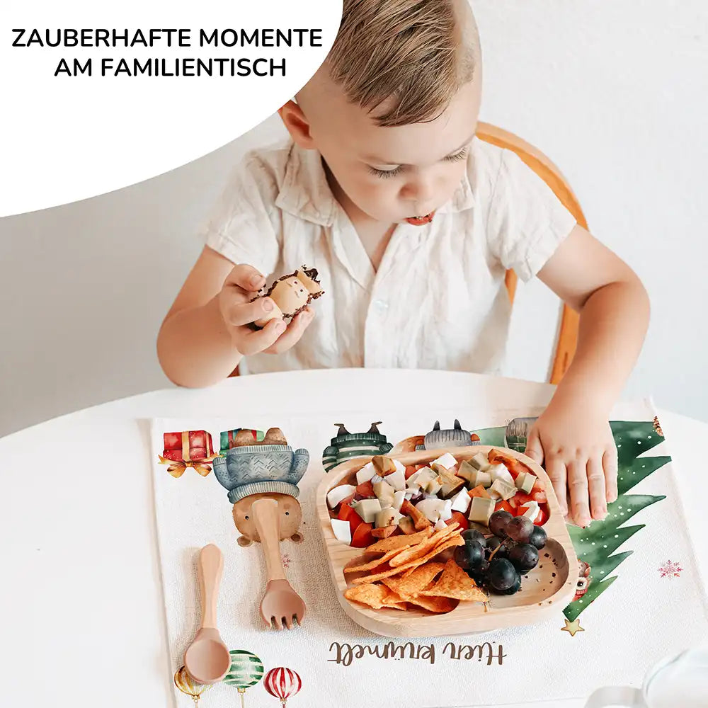 Tischset Kinder personalisiert Weihnachtsmotiv - Mini-Tierchen-Welt