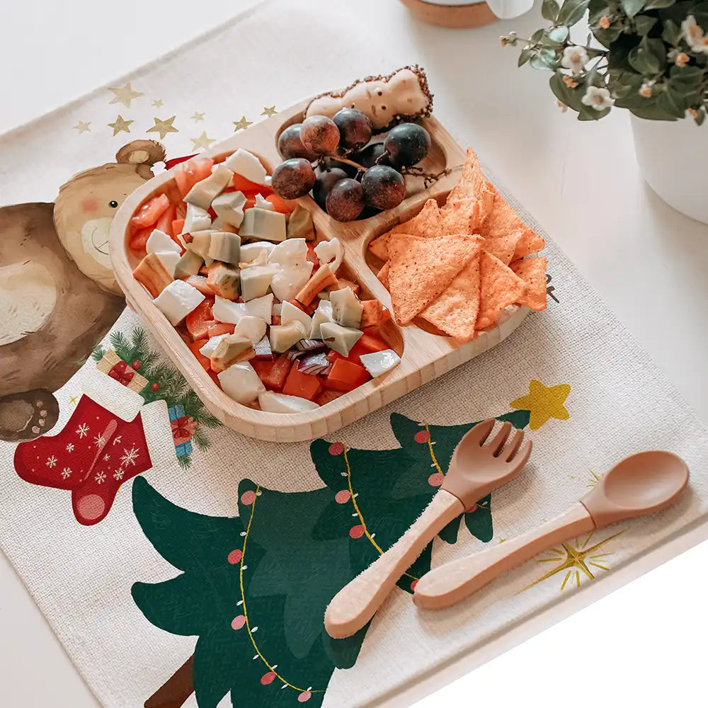 Tischset Kinder personalisiert Weihnachtsmotiv - Süßer Bär