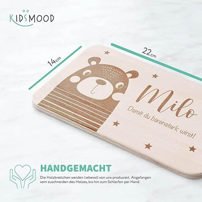 high-quality personalized bear breakfast board for kids