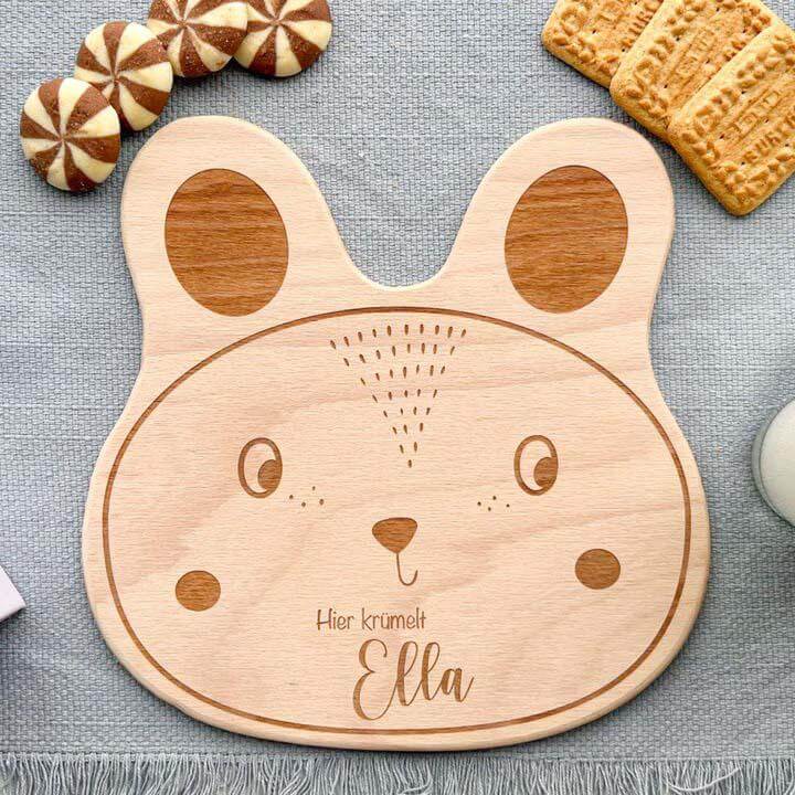 personalized bunny face breakfast board with custom name