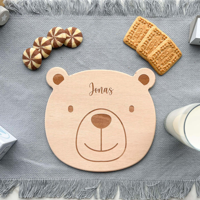 personalized bear face breakfast board with custom name