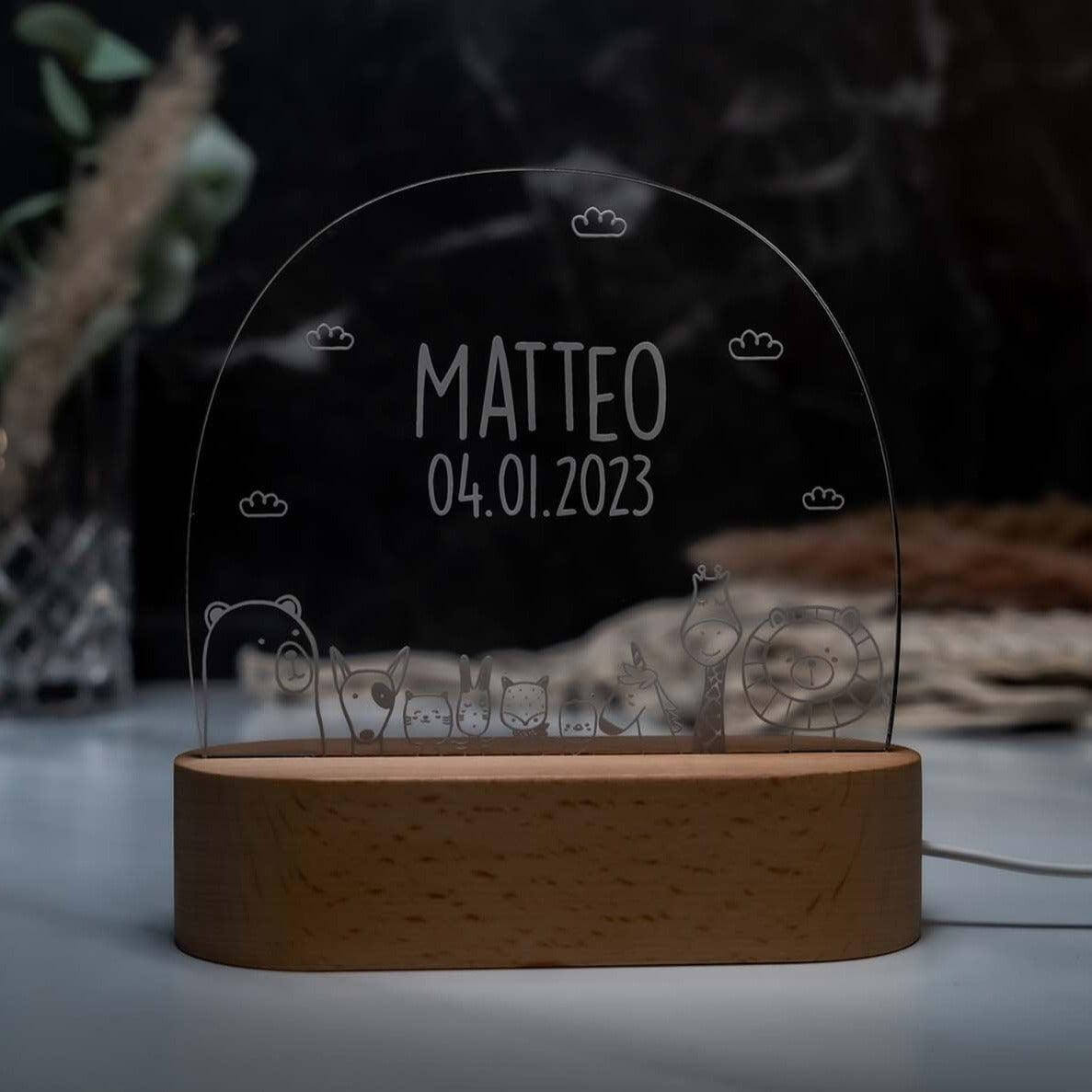 night lamp with tier design and personalized name